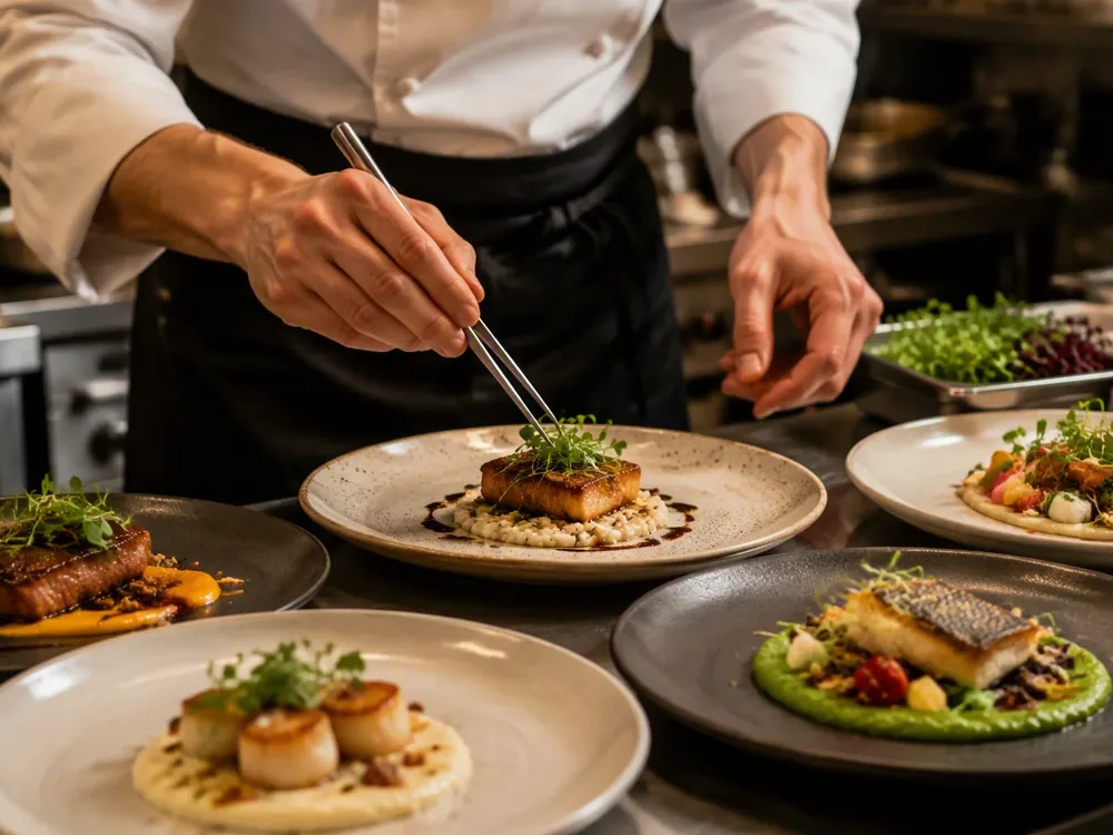 Dressage soigné d'un plat en cuisine